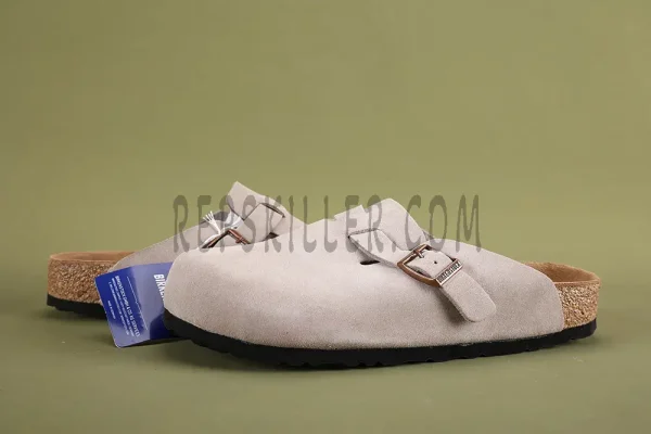 Birkenstock Boston buckled suede sandals Grey