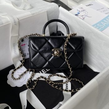 Chanel AS4469 Chanel Mini Box Bag in Shiny Calfskin Black