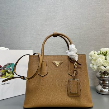 Prada 1BG2775 Medium Saffiano Leather Double Bag Brown