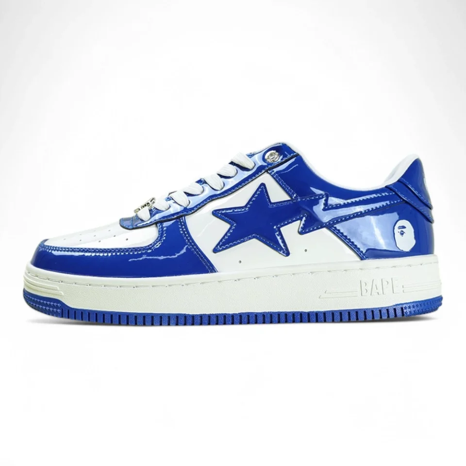 A BATHING APE STA Patent Leather White Blue