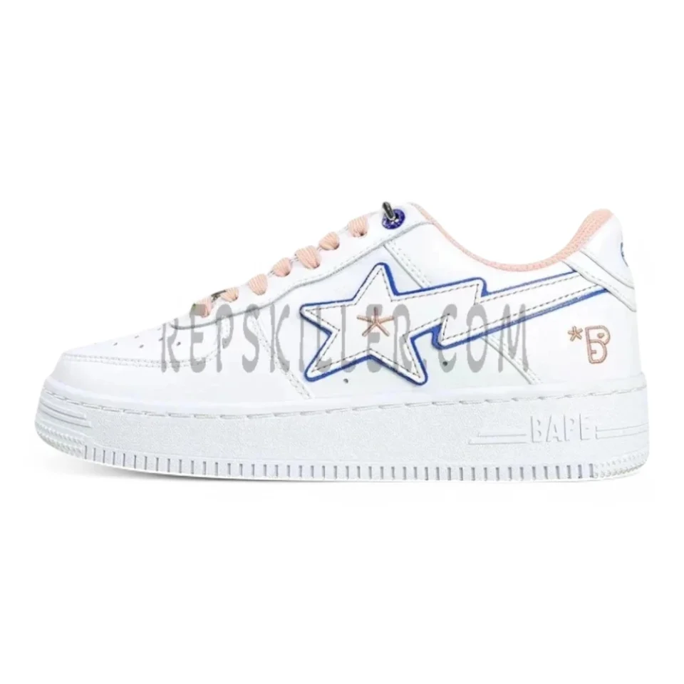 BAPESTA WHite Leather Blue Edge