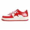 A BATHING APE BapeSta Red White Patent Leather Low Sneakers