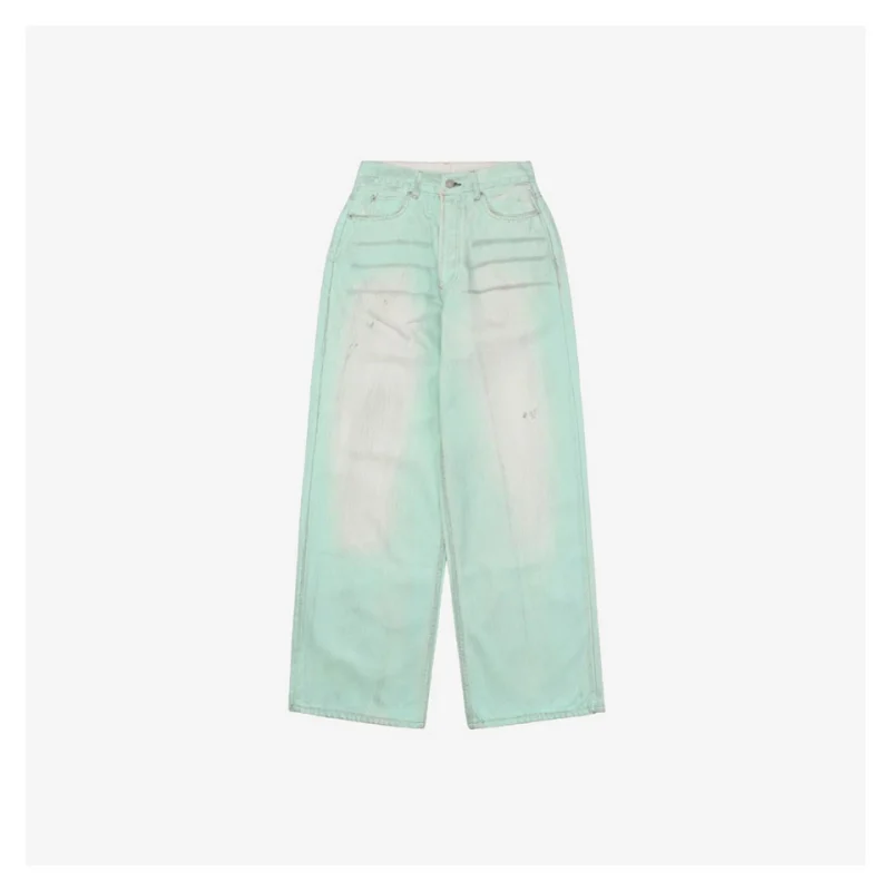 Acne Studios 1981M Fluorescent Mint Green Denim Jeans