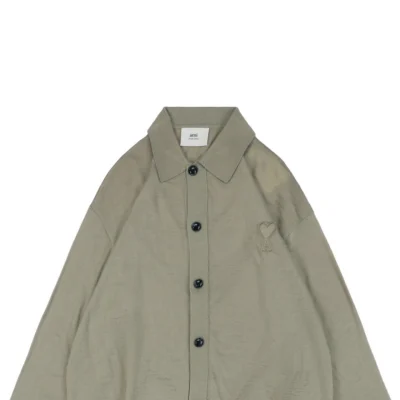 Ami Embossed Heart Embroidery Basic Polo Sweater Green2.jpeg