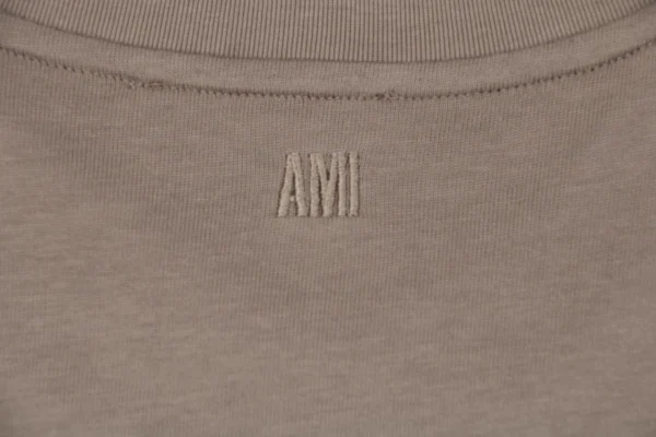 Ami Heart Logo Embossed Short-Sleeve T-Shirt Khaki5.jpeg