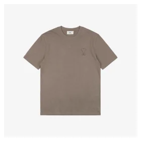 Ami Heart Logo Embossed T-Shirt Khaki