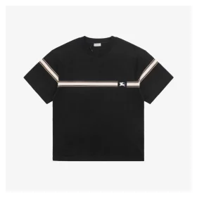 BBrry Horizontal Stripe Knight Logo Embroidery T-Shirt Black