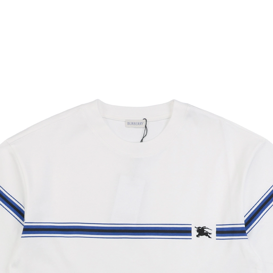 BBrry Horizontal Stripe Knight Logo Embroidery Short-Sleeve Shirt White1.jpeg