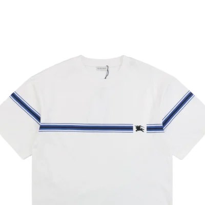 BBrry Horizontal Stripe Knight Logo Embroidery Short-Sleeve Shirt White4.jpeg