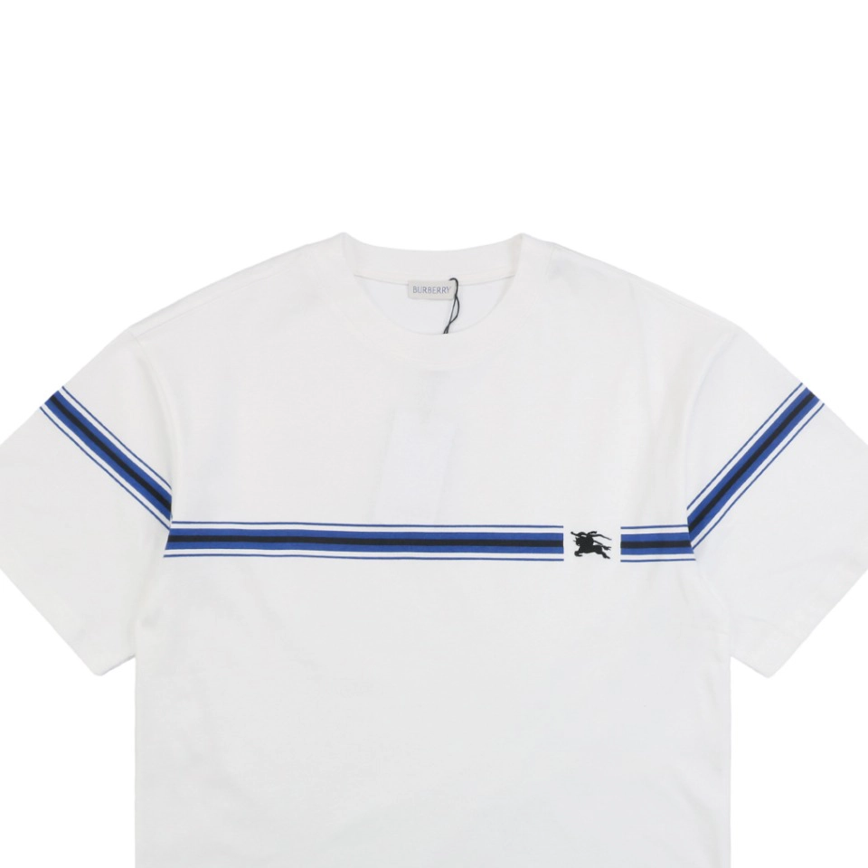 BBrry Horizontal Stripe Knight Logo Embroidery Short-Sleeve Shirt White4.jpeg