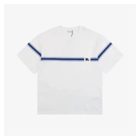 BBrry Horizontal Stripe Knight Logo Embroidery T-Shirt White