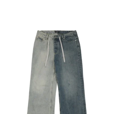 Balenciaga Patchwork Color-Block Drawstring Denim Pants1.jpeg