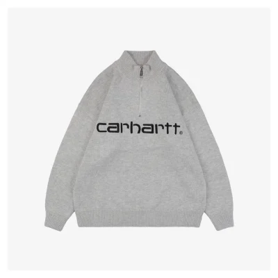 Carhartt Lettering Half-Zip Sweater Grey