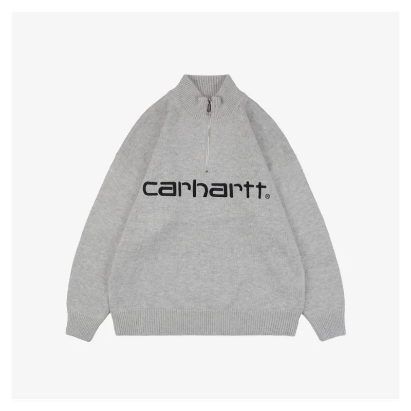 Carhartt Lettering Half-Zip Sweater Grey