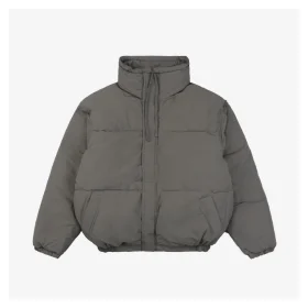 Essentials Double-Stitch Stand Collar Puffer Jacket Grey