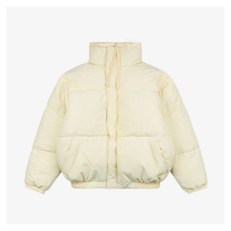 Essentials Double-Stitch Stand Collar Puffer Jacket White