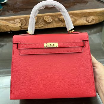 Handmade Hermes 25cm 28cm Epsom Leather Red with Gold and Silver Hardware