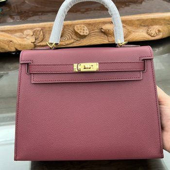 Handmade Hermes 25cm 28cm Epsom Leather Wine Red with Gold and Silver Hardware