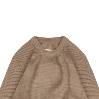 Maison Margiela Back Four-Stitch Detail Plain Crew Neck Sweater Khaki1.jpeg