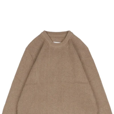 Maison Margiela Back Four-Stitch Detail Plain Crew Neck Sweater Khaki3.jpeg