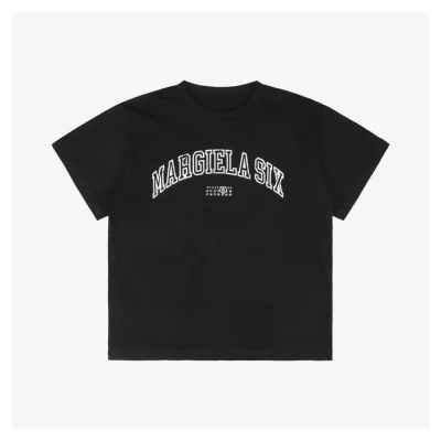 Maison Margiela Distressed Arc Letter Print Short-Sleeve T-Shirt Black