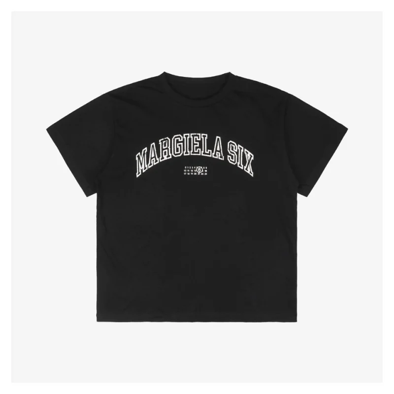 Maison Margiela Distressed Arc Letter Print Short-Sleeve T-Shirt Black