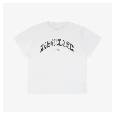 Maison Margiela Distressed Arc Letter Print Short-Sleeve T-Shirt White