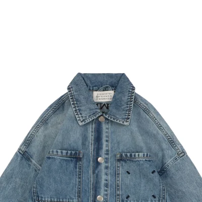 Maison Margiela Four-Stitch Detail Inverted Lettering Denim Jacket1.jpeg