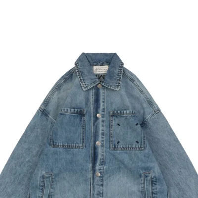 Maison Margiela Four-Stitch Detail Inverted Lettering Denim Jacket2.jpeg