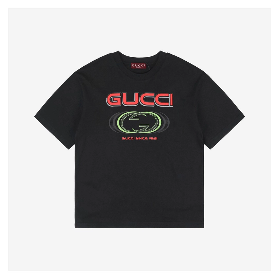 Multi-Element G Letter Print Short-Sleeve T-Shirt Black