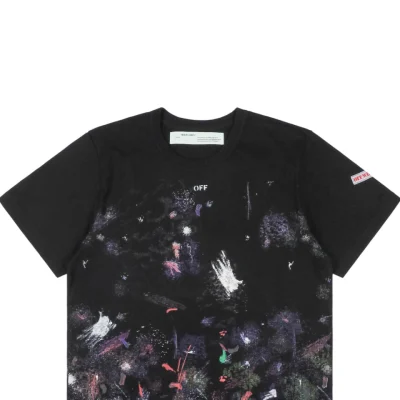 OFF-WHITE CO Virgil “Starry Fireworks” Paint-Splatter Arrows Print Short-Sleeve T-Shirt5.jpg