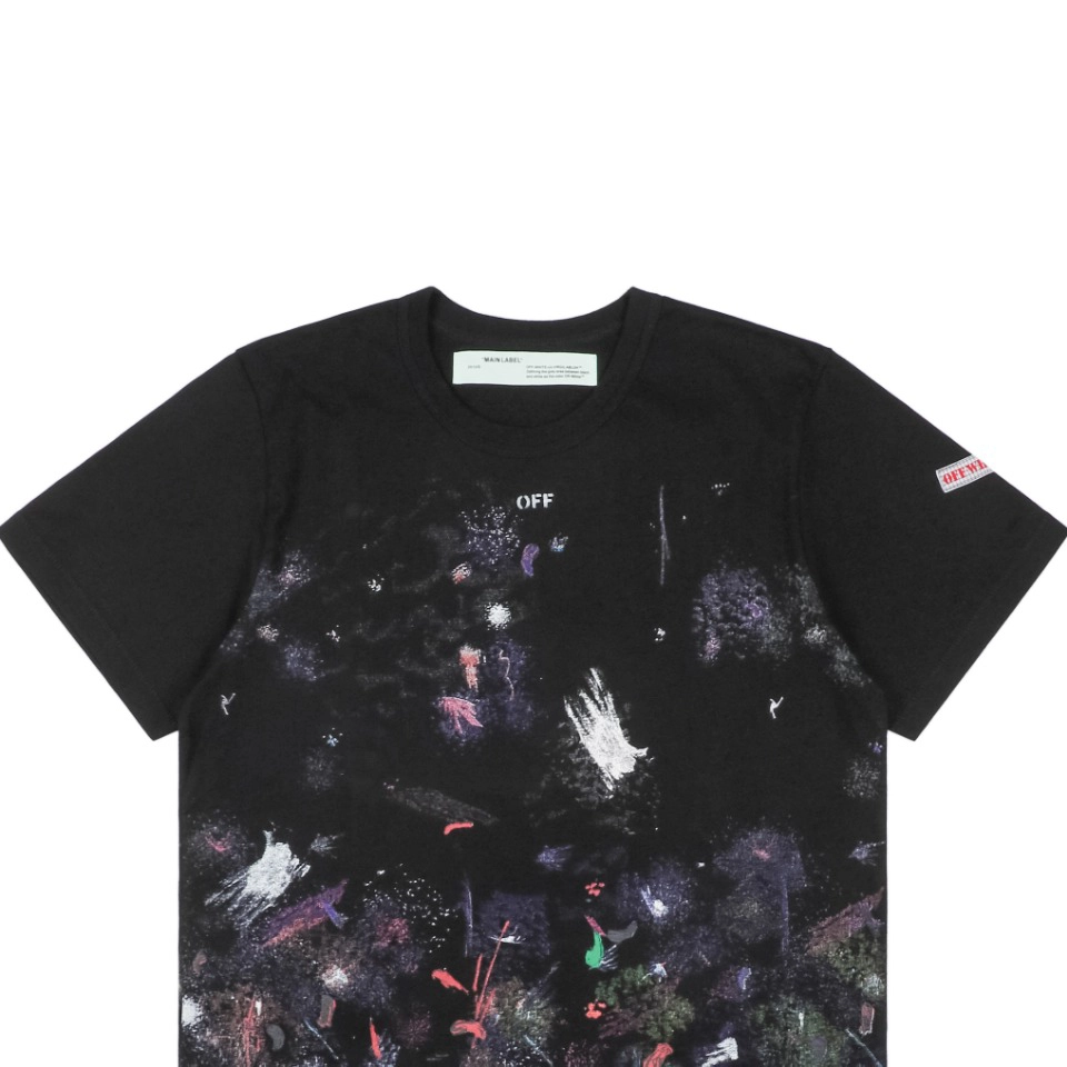 OFF-WHITE CO Virgil “Starry Fireworks” Paint-Splatter Arrows Print Short-Sleeve T-Shirt5.jpg