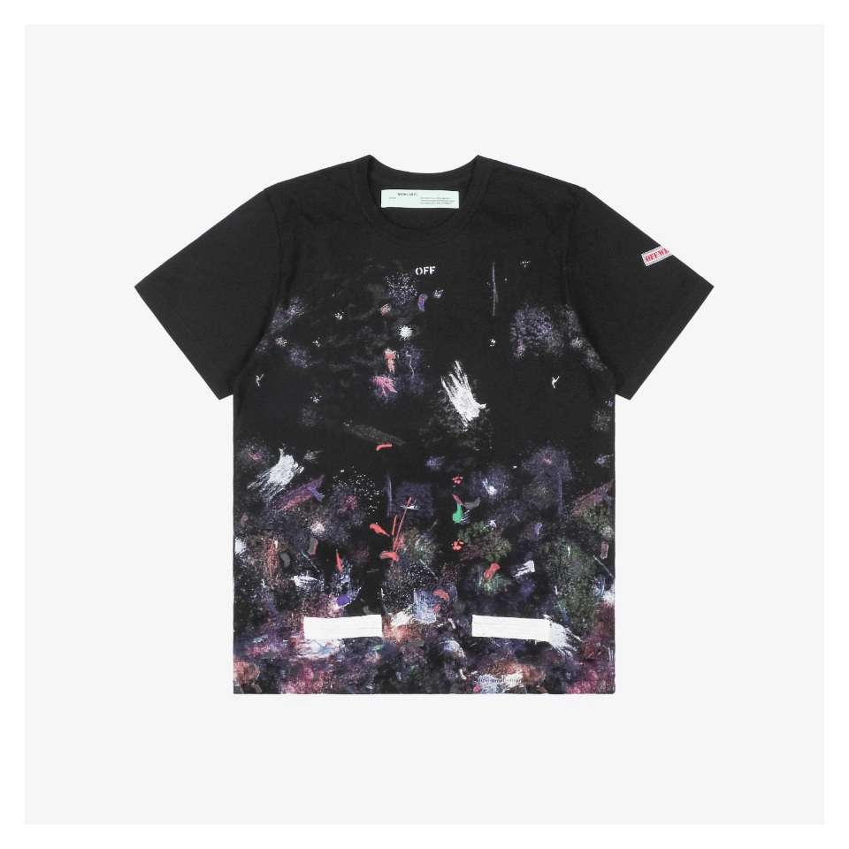 OFF-WHITE CO Virgil “Starry Fireworks” Paint-Splatter Arrows Print Short-Sleeve T-Shirt