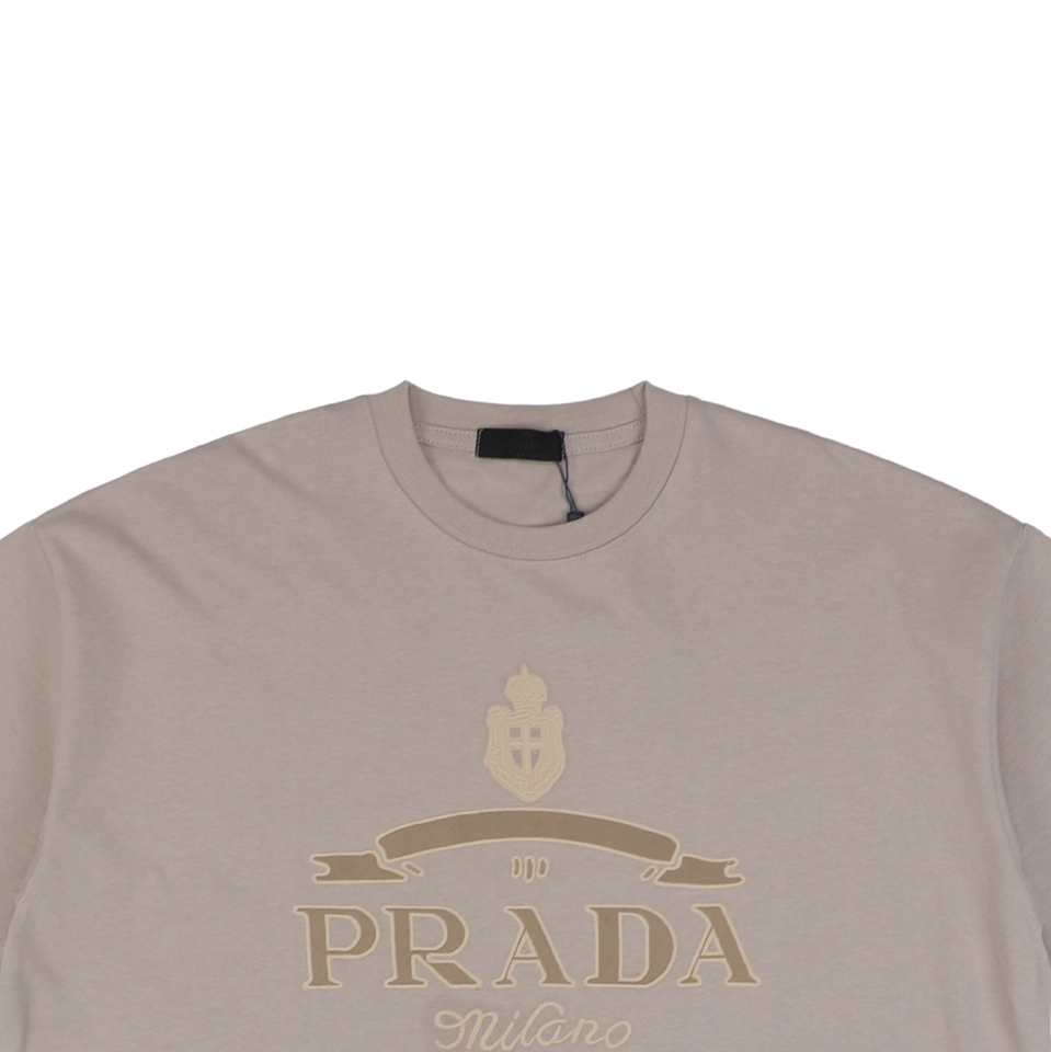 PD Crown Crest Embroidered Lettering Short-Sleeve T-Shirt Beige1.jpeg