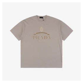 PD Crown Crest Embroidered Lettering T-Shirt Beige