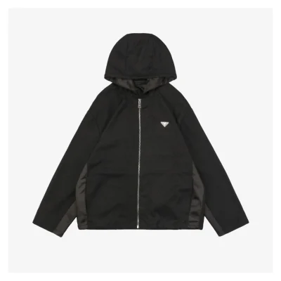 PD Triangle Logo Patchwork Zip-Up Hooded Jacket