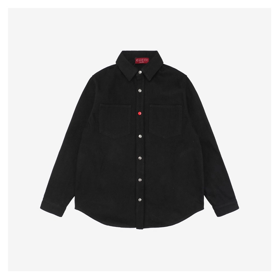 Red Button G Letter Rhinestone-Embellished Long-Sleeve Shirt