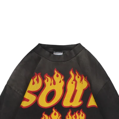 Saint Michael Flame Large Letter Print Long-Sleeve Shirt3.jpeg