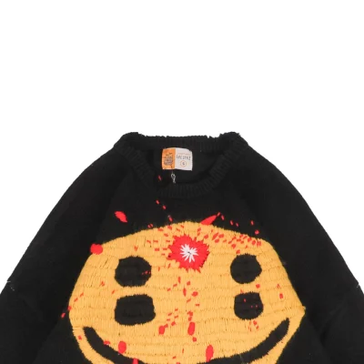 Saint Michael Four-Eyed Smiley Hand-Embroidered Crewneck Sweater1.jpeg