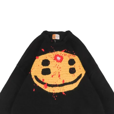 Saint Michael Four-Eyed Smiley Hand-Embroidered Crewneck Sweater5.jpeg