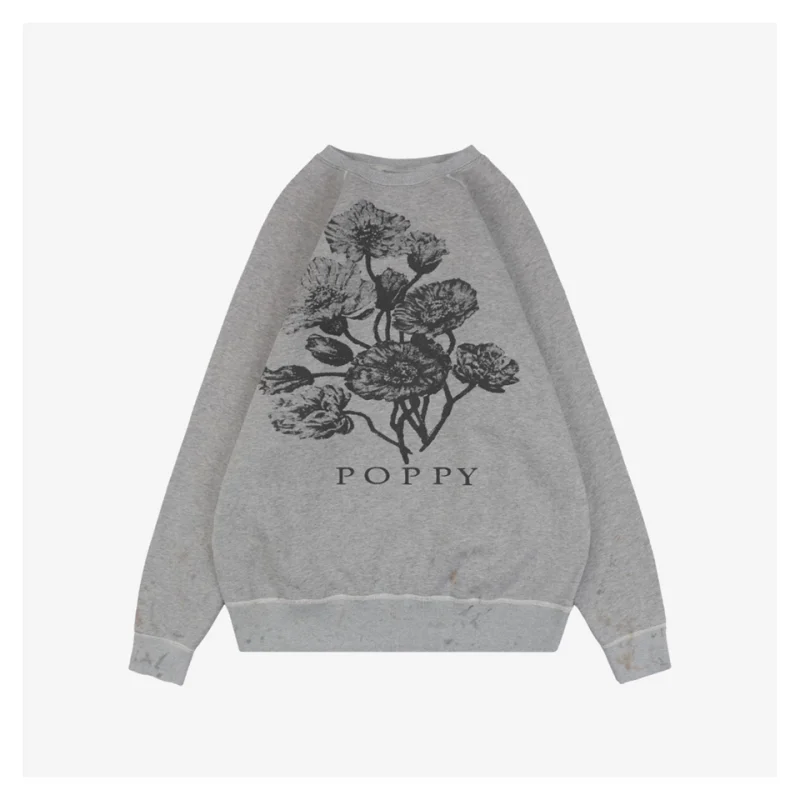 Saint Michael Poppy Floral Distressed Print Crewneck Sweatshirt