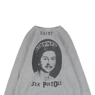Saint Michael Queen Elizabeth Distressed Print Crewneck Sweatshirt1.jpeg