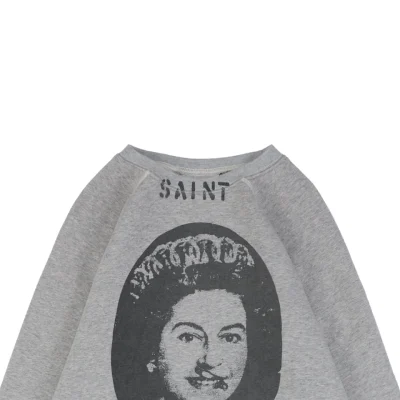 Saint Michael Queen Elizabeth Distressed Print Crewneck Sweatshirt4.jpeg