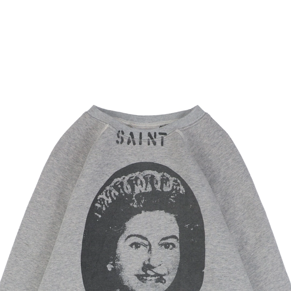Saint Michael Queen Elizabeth Distressed Print Crewneck Sweatshirt4.jpeg