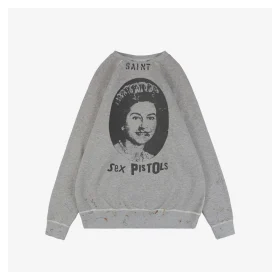 Saint Michael Queen Elizabeth Distressed Print Sweatshirt