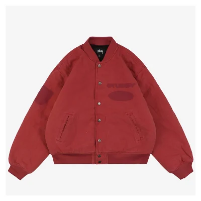 Stussy Blurred Graffiti Letter Print Jacket Red