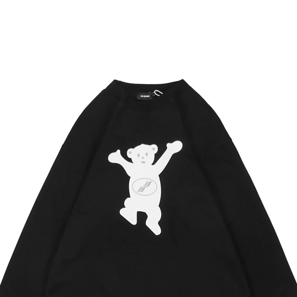We11done Raised Hands Bear Print Long-Sleeve Shirt Black3.jpeg