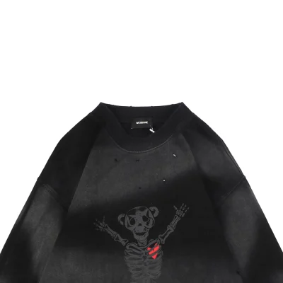 We11done Skeleton Raised Hands Bear Print Long-Sleeve Shirt Black8.jpeg