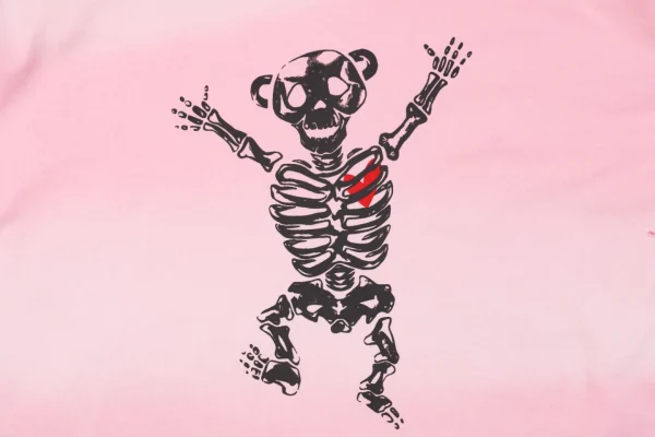 We11done Skeleton Raised Hands Bear Print Long-Sleeve Shirt Pink6.jpeg