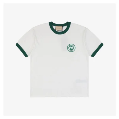 1921 Letter Contrast Collar Short-Sleeve T-Shirt White